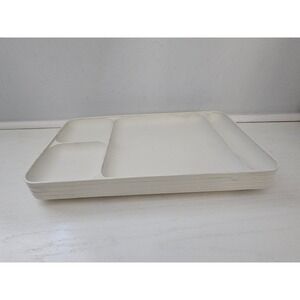 Lot Of 4 Vintage Tupperware Divided Food Dinner Lunch Trays 1535‎ Almond 15"x9"